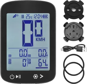 Wireless GPS Bike Computer with High Clear Display, Accurate PC and ABS Material, Rechargeable Tracking Bike Speedometer, 5 Star Positioning GPS BeiDou GLONASS Galileo and QZSS