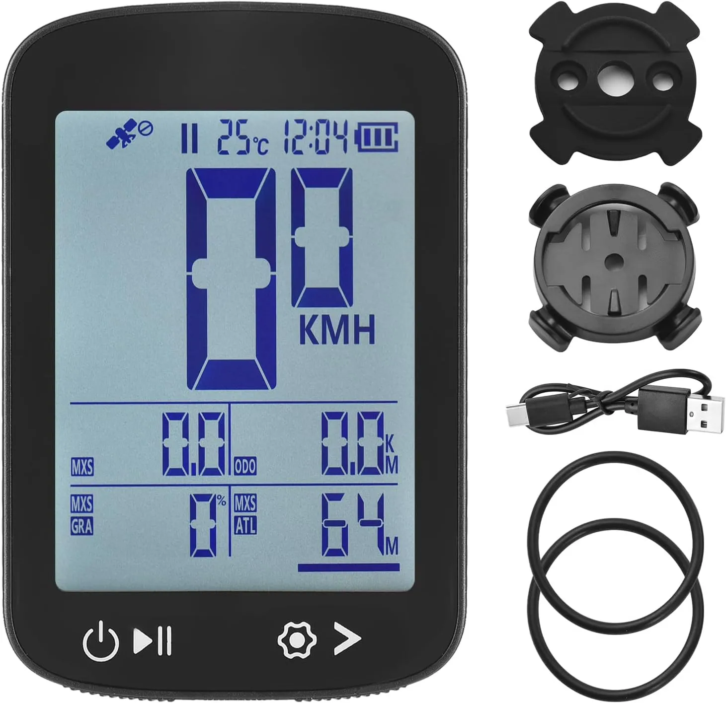 Wireless GPS Bike Computer with High Clear Display, Accurate PC and ABS Material, Rechargeable Tracking Bike Speedometer, 5 Star Positioning GPS BeiDou GLONASS Galileo and QZSS