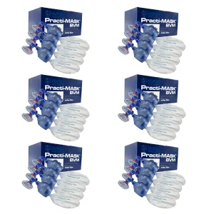 WNL Products 5000BVM-6PACK Practi-Mask BVM CPR Training Includes 6 Boxes of 4 Adult/Child Practi-Masks, 4 Adult/Child Bag Valve Squeeze Bags, 4 Bags (24 Total)