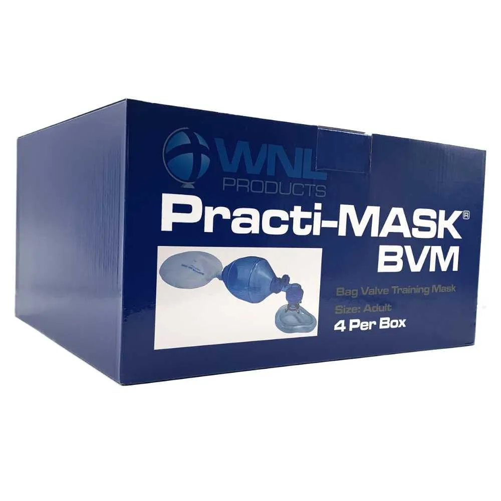 WNL Products 5000BVM-6PACK Practi-Mask BVM CPR Training Includes 6 Boxes of 4 Adult/Child Practi-Masks, 4 Adult/Child Bag Valve Squeeze Bags, 4 Bags (24 Total)