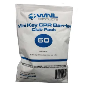 WNL Products WL3110R-50 CPR Keychain Barrier Refill, Plastic Pocket Emergency Face Shield Barrier with Bite Block Refills for CPR Key Chain for First Aid or AED Training (50 Pack)