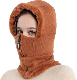 Women Balaclava Beanie Fleece Hood Cycling Ski Thermal Face Cover Hat Winter Warm Cap Scarf for Cold Weather