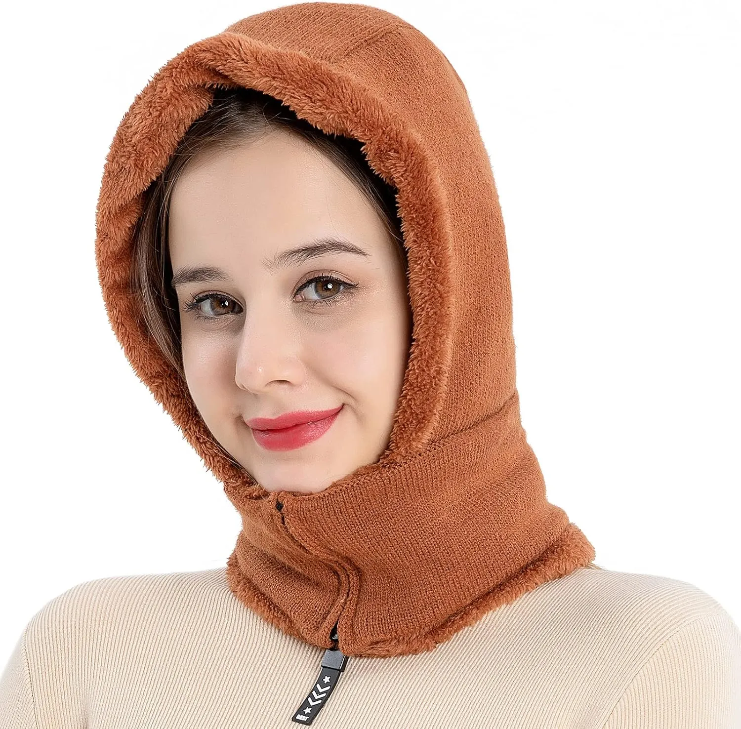 Women Balaclava Beanie Fleece Hood Cycling Ski Thermal Face Cover Hat Winter Warm Cap Scarf for Cold Weather