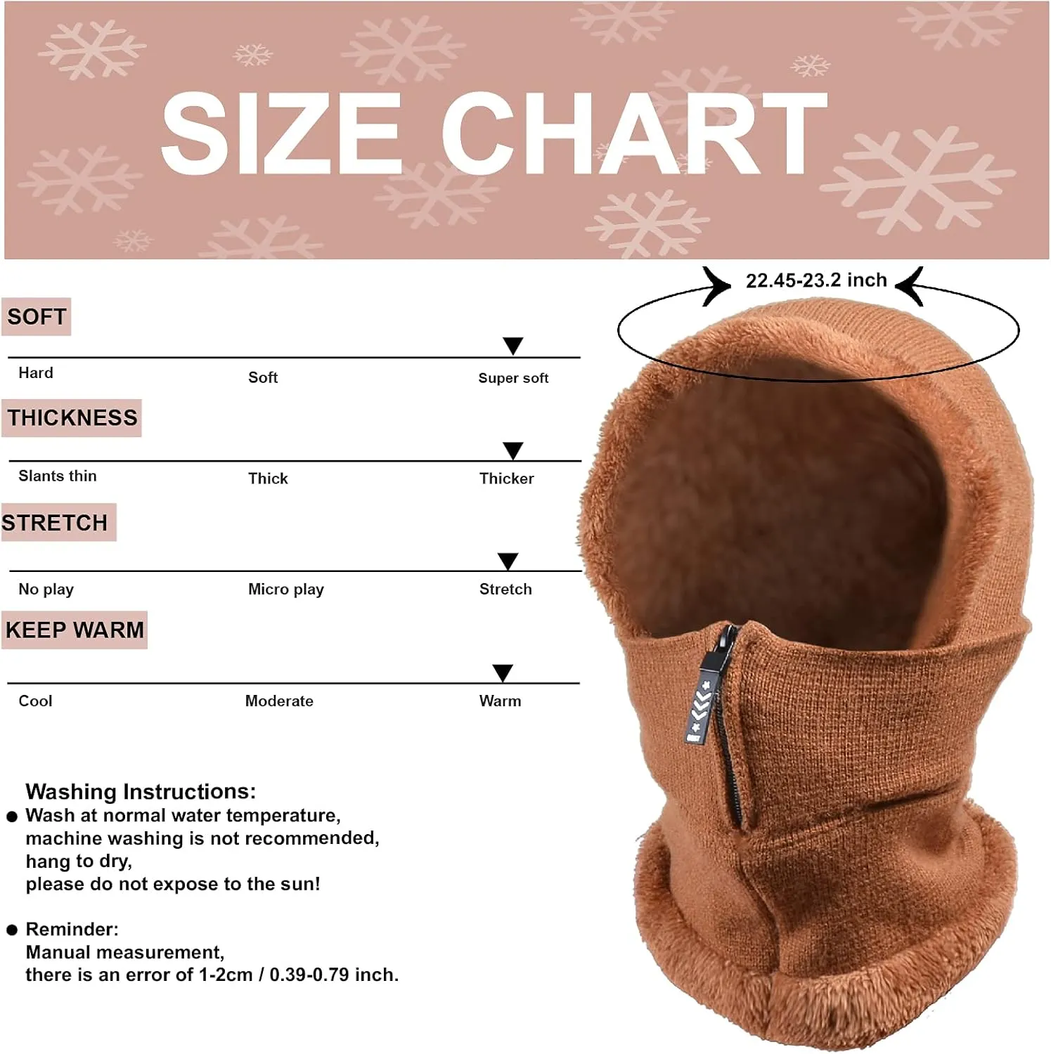 Women Balaclava Beanie Fleece Hood Cycling Ski Thermal Face Cover Hat Winter Warm Cap Scarf for Cold Weather
