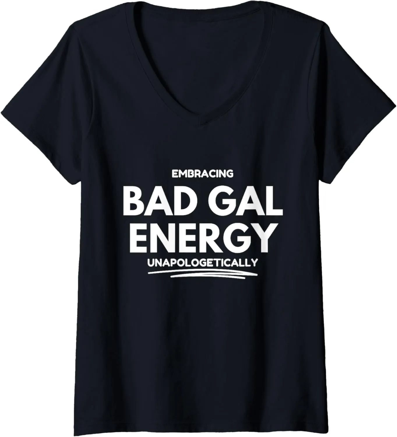Womens Bad Gal Energy V-Neck T-Shirt
