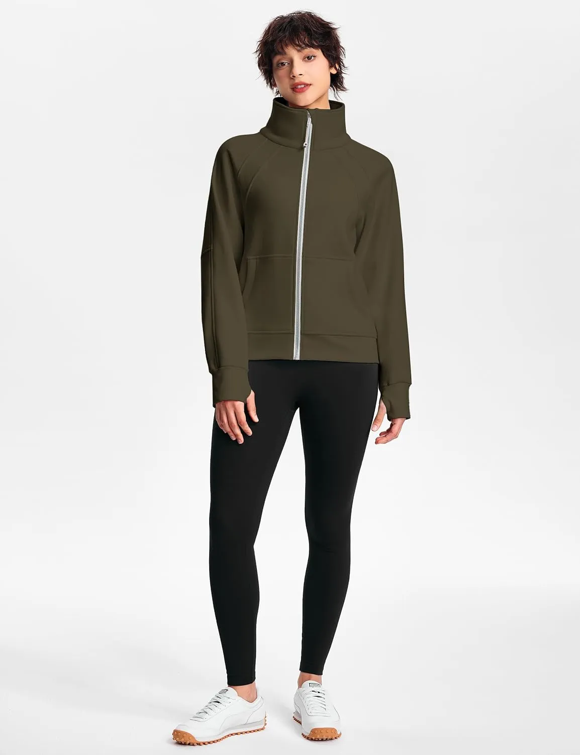 Womens Fleece Lined Half Zip Pullover Cotton Winter Warm Scuba Sweatshirt for Women with Thumbhole Pocket