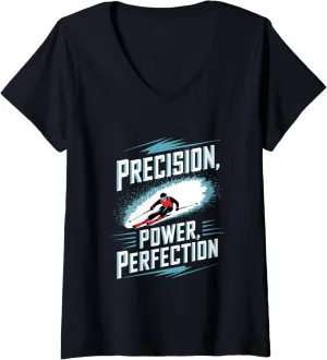 Womens Precision Power Perfection Alpine Skiing V-Neck T-Shirt
