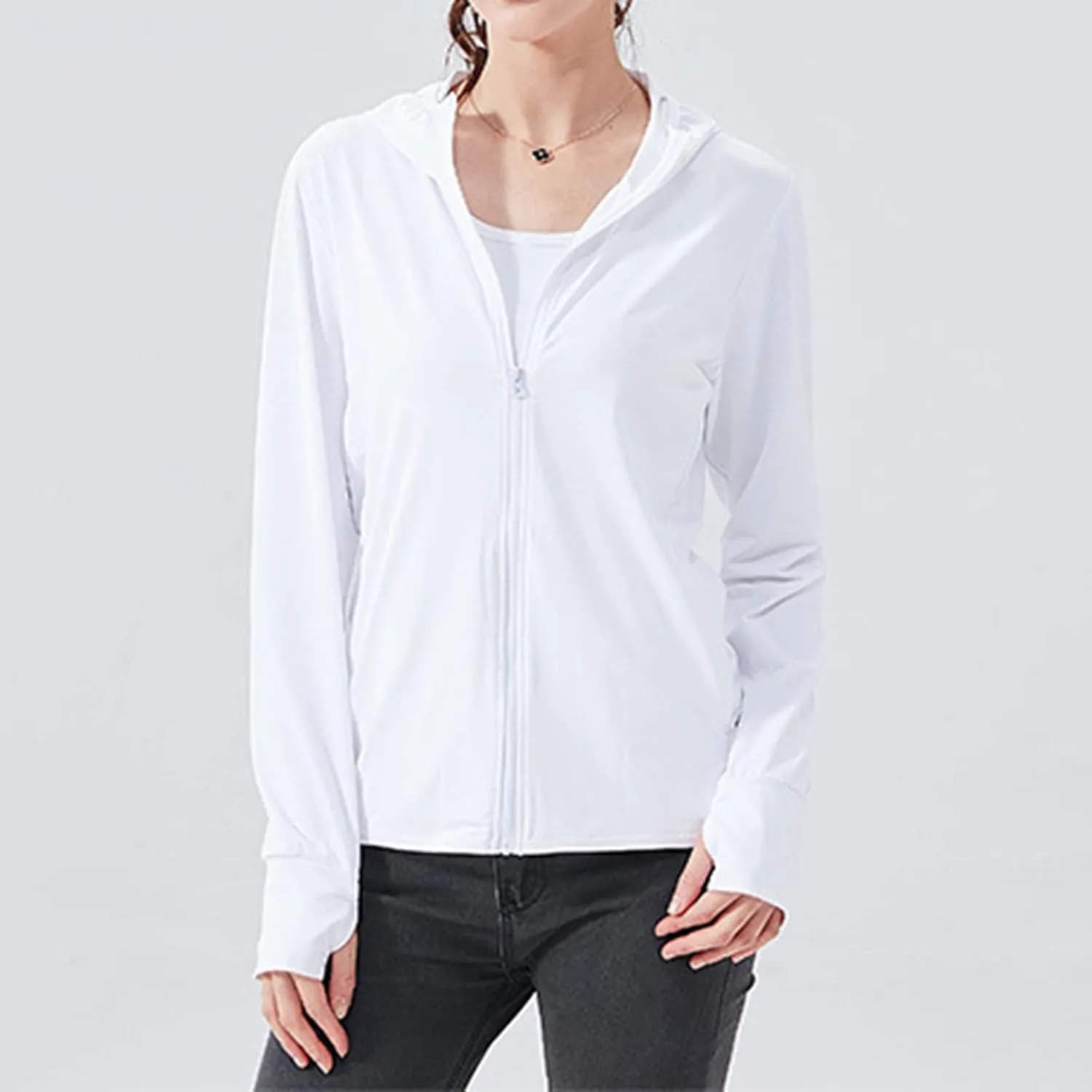 Womens SPF Uv Sun Protection Shirts Lightweight Jacket Breathable Zip Up Performance Workout Fishing T Shirts Hoodie