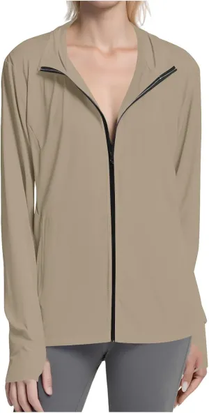 Women's UPF Sun Protection Jackets SPF Shirts UV Zip Up Hoodie Long Sleeve Summer Ice Silk Outdoor Clothes with Pockets