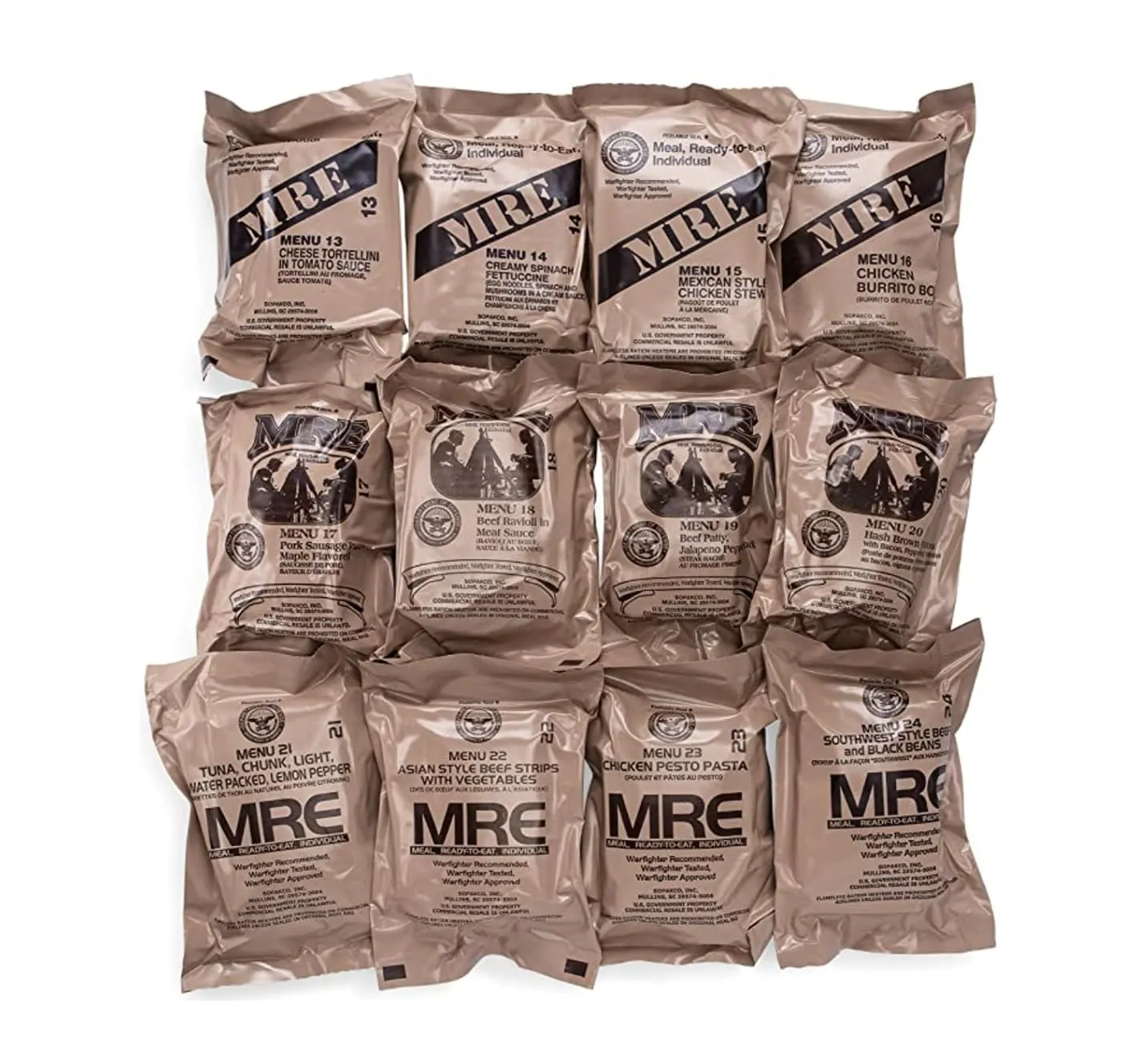 Wornick MRE Meals Ready to Eat, Emergency Food Supply, Survival Camping Outdoor 12 Pack Inspection 2024, 2025 or Better (6 Meals (Random), 6, Count)