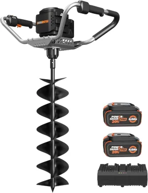 WORX Nitro 40V Brushless Cordless Earth Auger, Electric Post Hole Digger for Fence Posts with Drill Bit 8'', for Garden & Plant, Equivalent to a 45 CC Gas-Auger, Battery and Charger Included, WG865