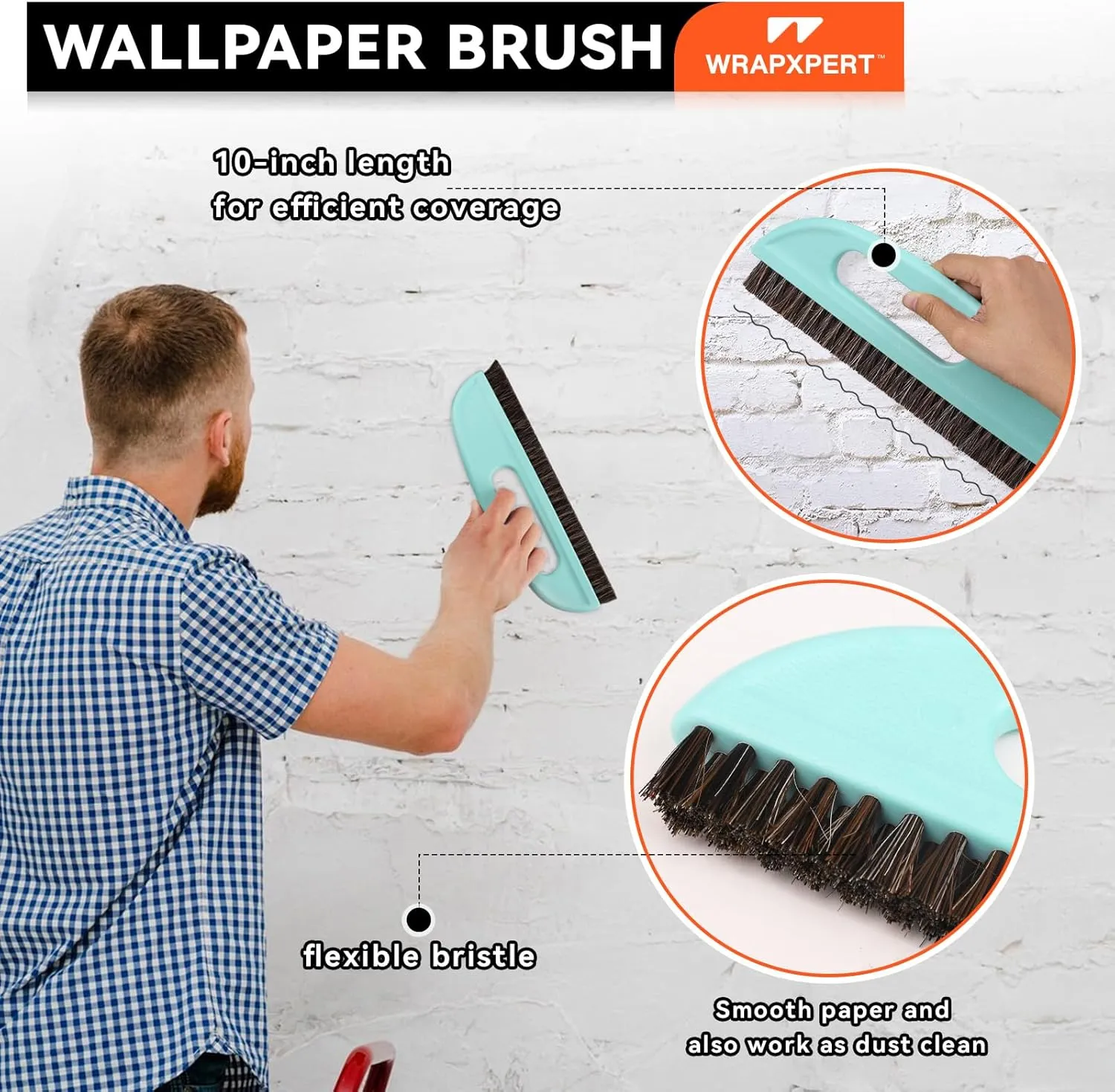WRAPXPERT Peel and Stick Wallpaper Tools,Wallpaper Smoothing Tool Kit with Smoother,Edge Guider,Paste Brush for Backsplash Tile,Contact Paper