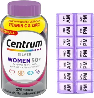 WW Centrum Silver Women's Multivitamin for Women 50 Plus 275 Tablets   7-Day Travel Pill Organizer
