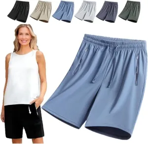 XIRUJNFD ICY Shorts - Airyflex Iced Active Silk Cooling Stretch Quick Drying Shorts for Senior Women Over 50, Breathable