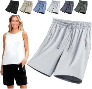XIRUJNFD ICY Shorts - Airyflex Iced Active Silk Cooling Stretch Quick Drying Shorts for Senior Women Over 50, Breathable