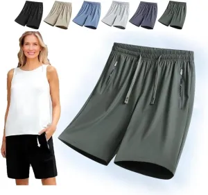 XIRUJNFD ICY Shorts - Airyflex Iced Active Silk Cooling Stretch Quick Drying Shorts for Senior Women Over 50, Breathable