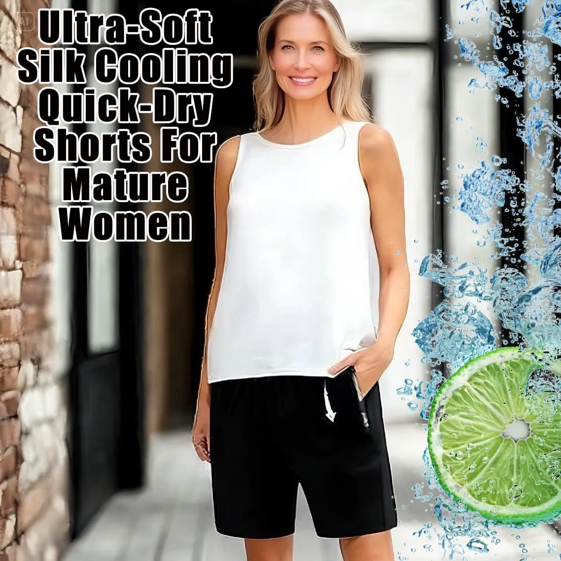 XIRUJNFD ICY Shorts - Airyflex Iced Active Silk Cooling Stretch Quick Drying Shorts for Senior Women Over 50, Breathable