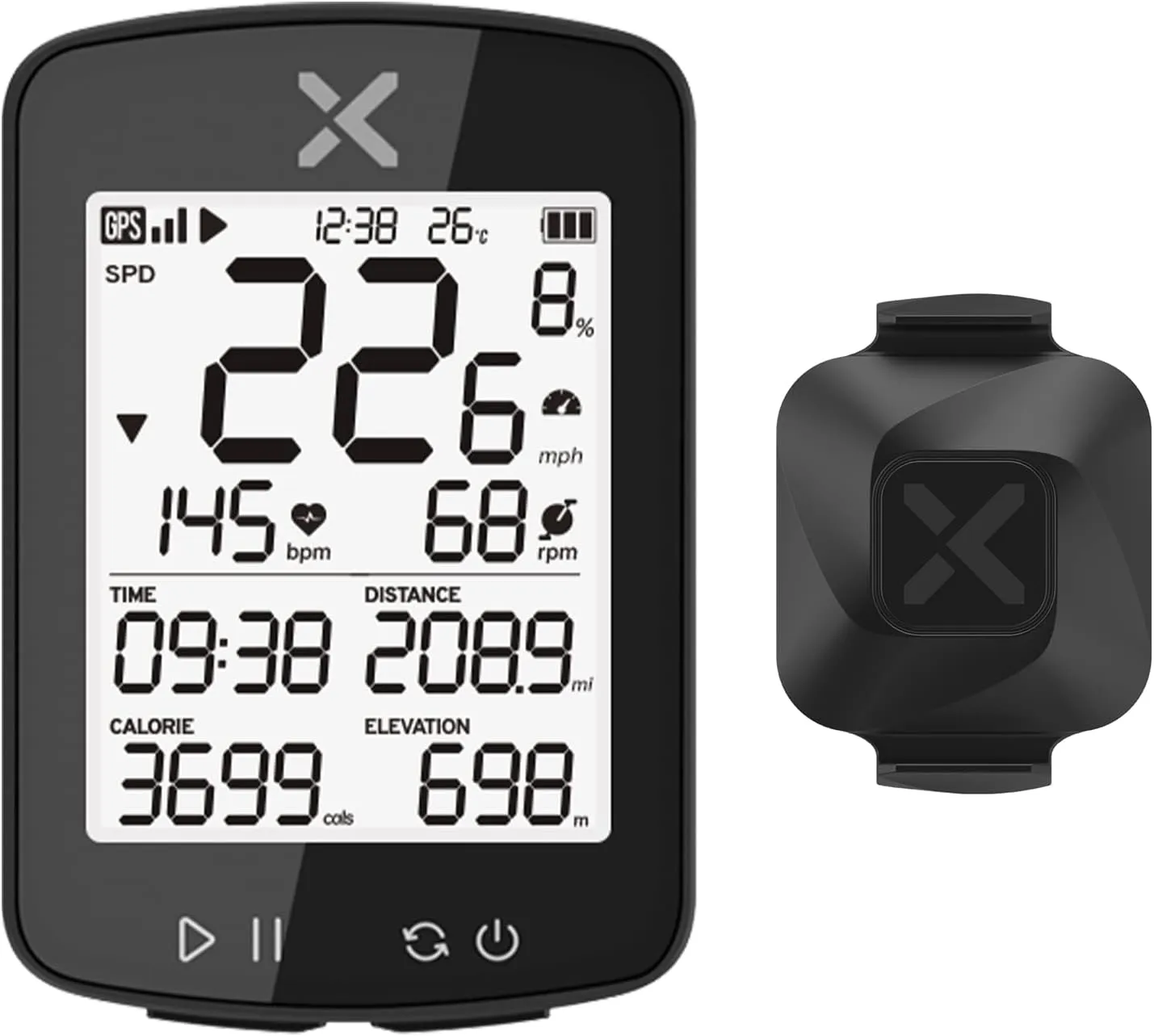 XOSS G  Gen2 GPS Bike Computer ANT / Bluetooth IPX7 Cycling Computer Rechargeable Bicycle Speedometer Odometer with 2.2 inch LCD Screen, 28 hrs Long Battery Life with Vortex Speed Cadence Sensor
