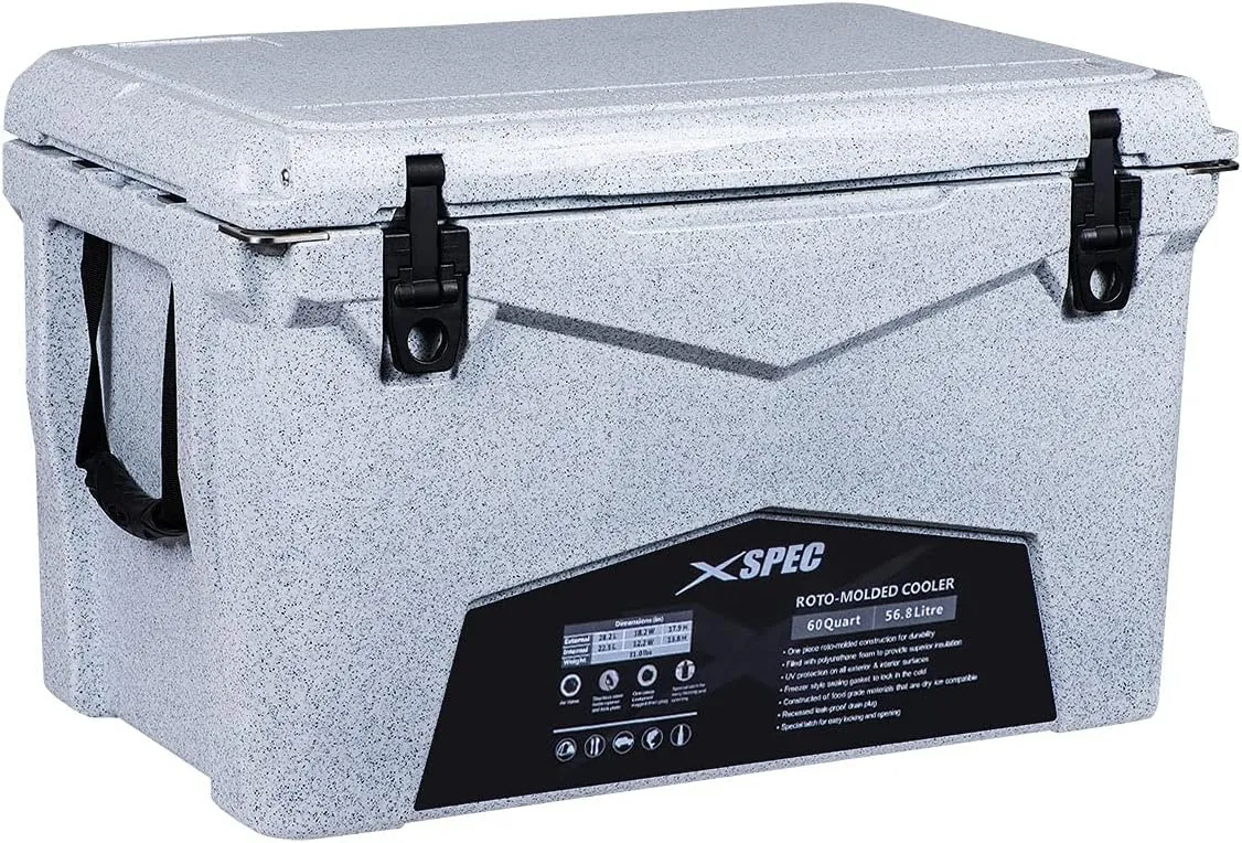 Xspec 60 Qt XL Roto Molded High Performance Camping Cooler Ice Chest | Extra Large Pro Tough Durable Outdoor Overland Rotomolded Hard Cooler