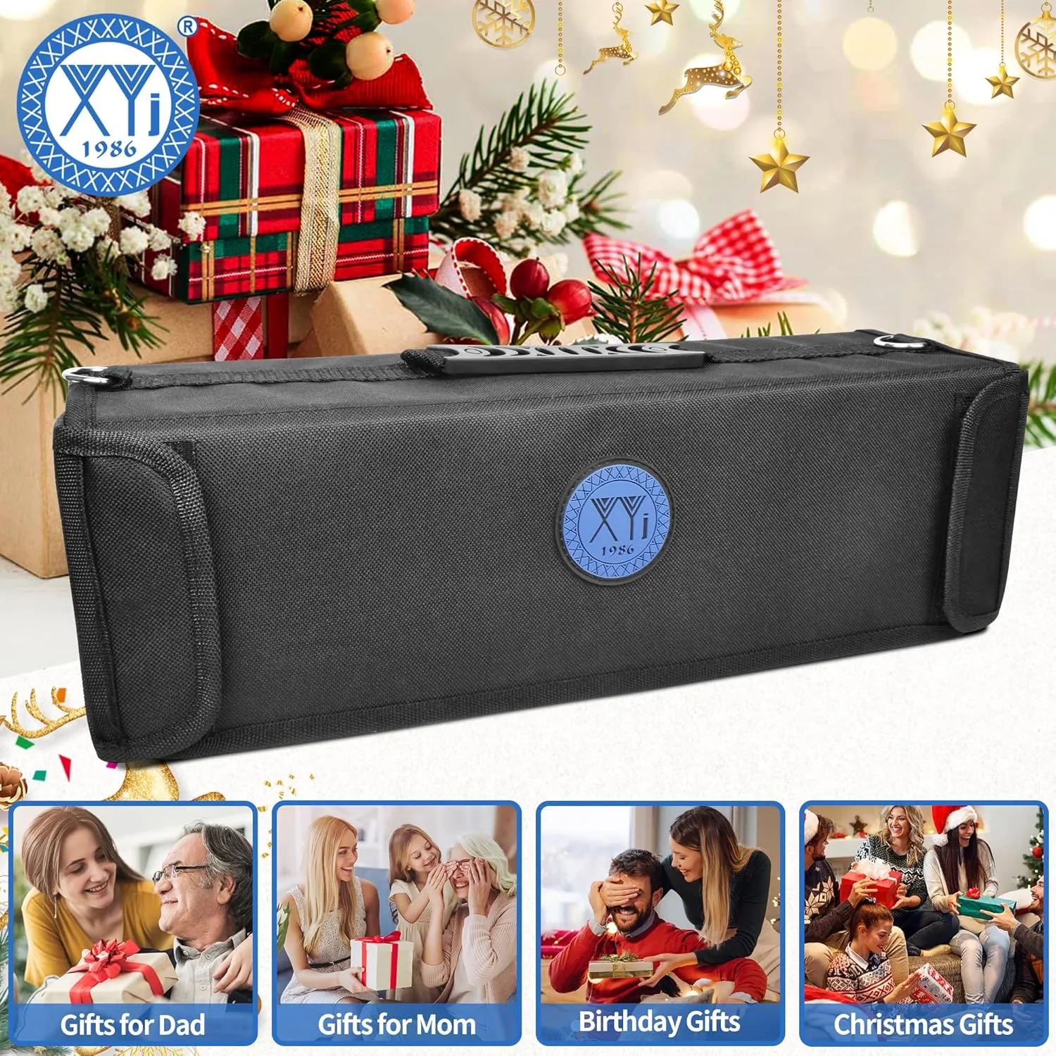 XYJ Authentic Since 1986, Knife Roll, 11 Slots Chef Knife Bag, Carrying Case, Professional Chef Storage Case with Shoulder Strap, Knife Carrier Travel Knives Roll Bag for Kitchen Knives, Utensil