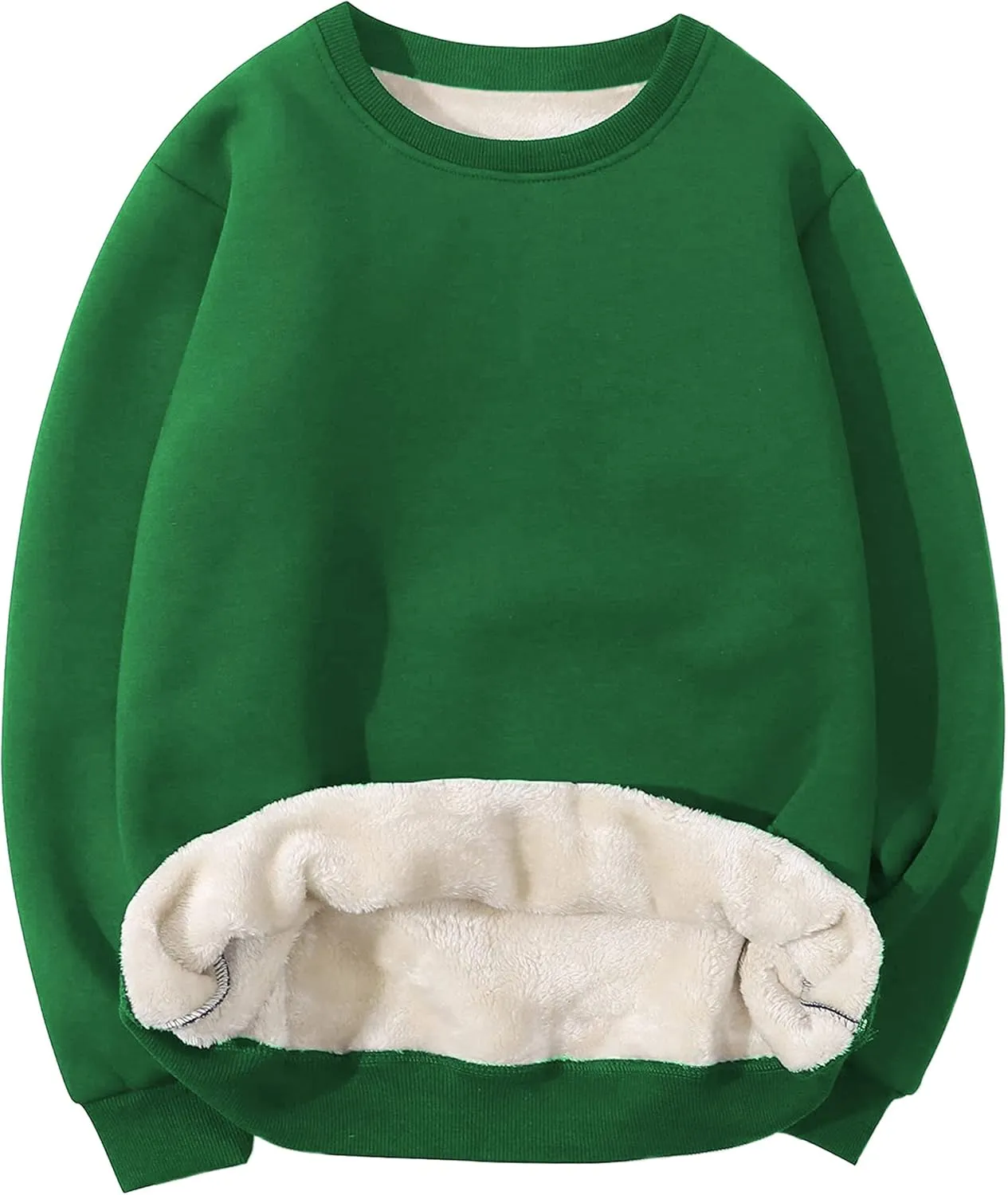 Yeokou Mens Fashion Warm Fleece Crewneck Sweatshirt Thick Sherpa Lined Pullover Tops
