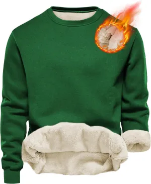Yeokou Mens Fashion Warm Fleece Crewneck Sweatshirt Thick Sherpa Lined Pullover Tops