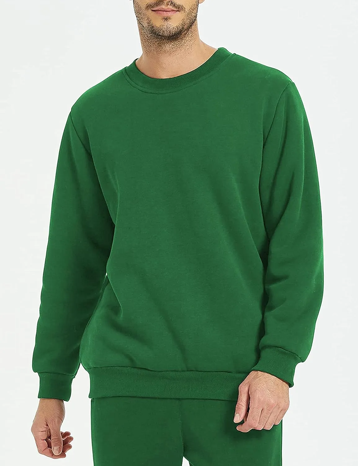 Yeokou Mens Fashion Warm Fleece Crewneck Sweatshirt Thick Sherpa Lined Pullover Tops