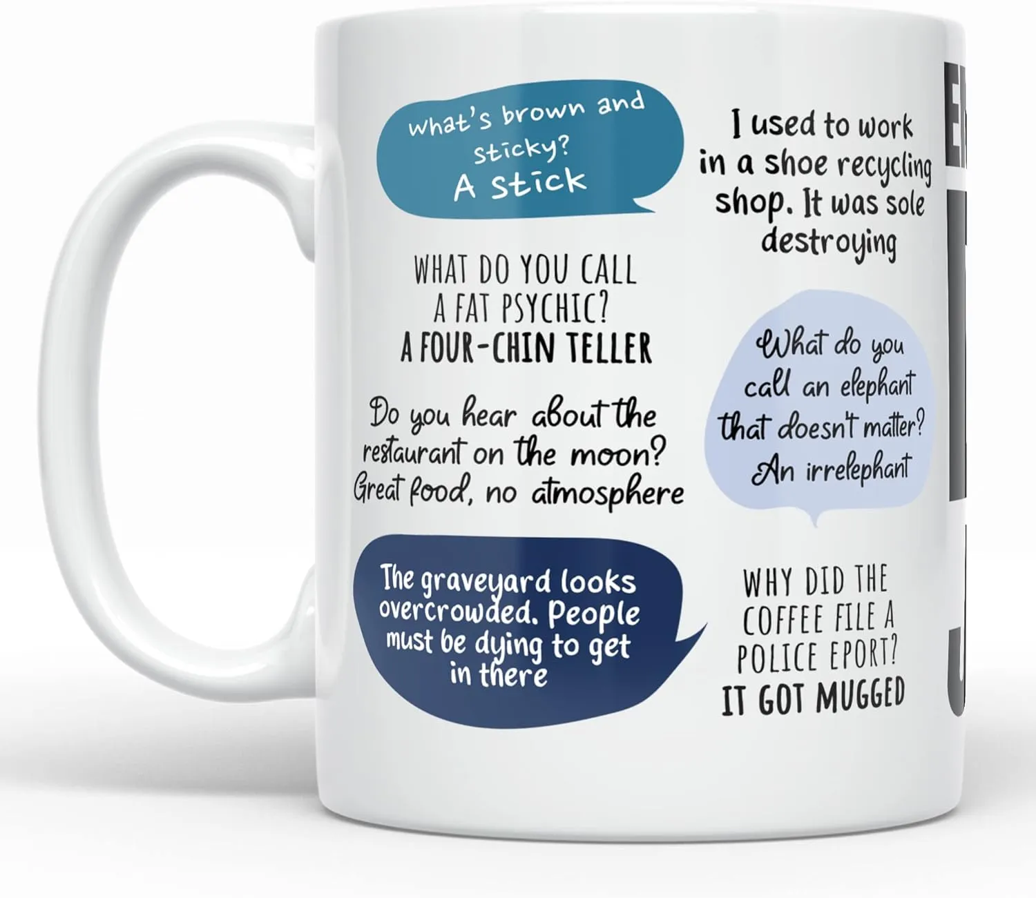 YouNique Designs Emergency Dad Jokes Dad Mug from Daughter, Son or Wife, 11 Oz, Dad Mug, Cup for Dad who Wants Nothing, Coffee Mugs for Men who Have Everything, Husband Cup from Wife