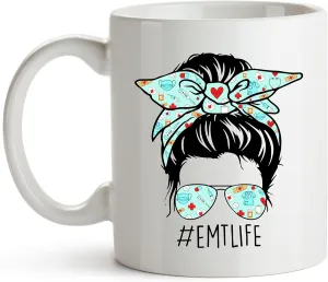 YouNique Designs EMT Mug, 11 Ounces, Funny EMS Coffee Mug for Women, EMT Graduation Cup, EMT First Responder Mug, EMT Coffee Cup, Emergency Medical Technician Coffee Mug (White)