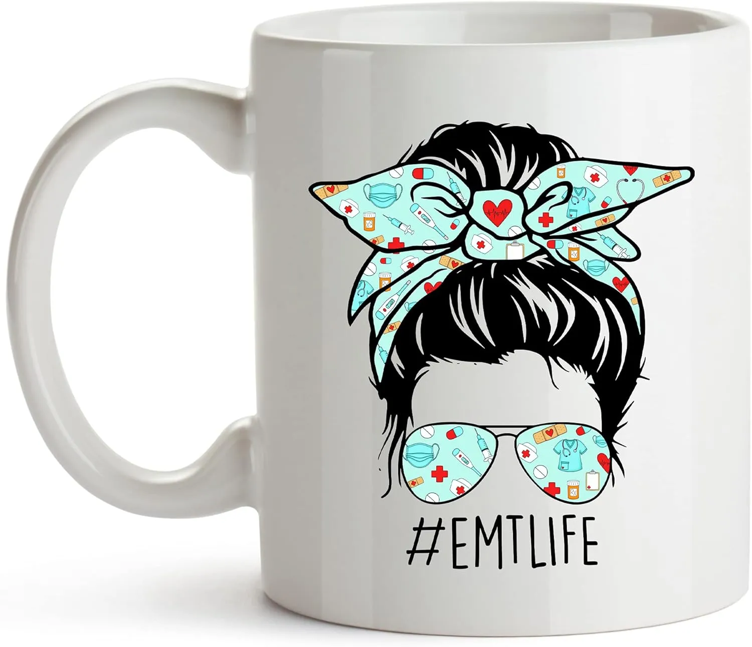 YouNique Designs EMT Mug, 11 Ounces, Funny EMS Coffee Mug for Women, EMT Graduation Cup, EMT First Responder Mug, EMT Coffee Cup, Emergency Medical Technician Coffee Mug (White)
