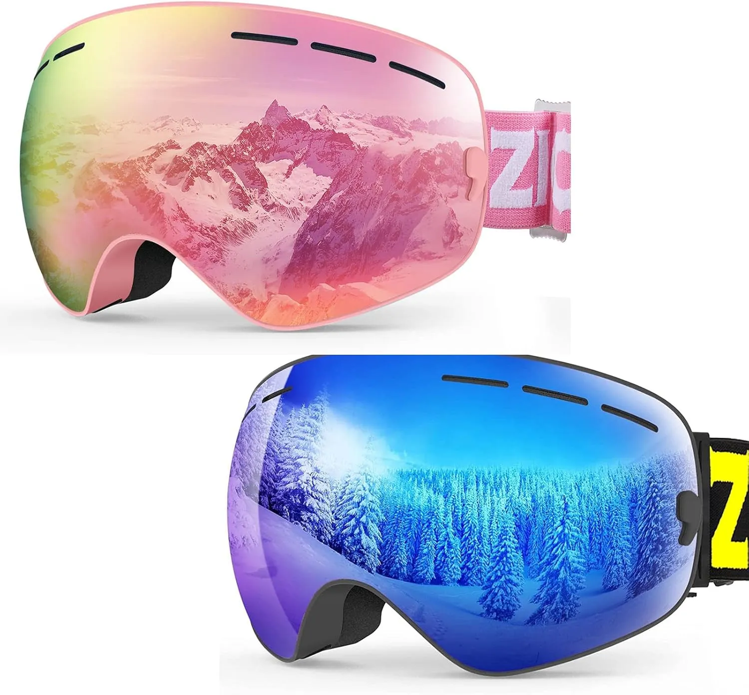 ZIONOR Lagopus Ski Goggles and XMINI Kids Ski Goggles