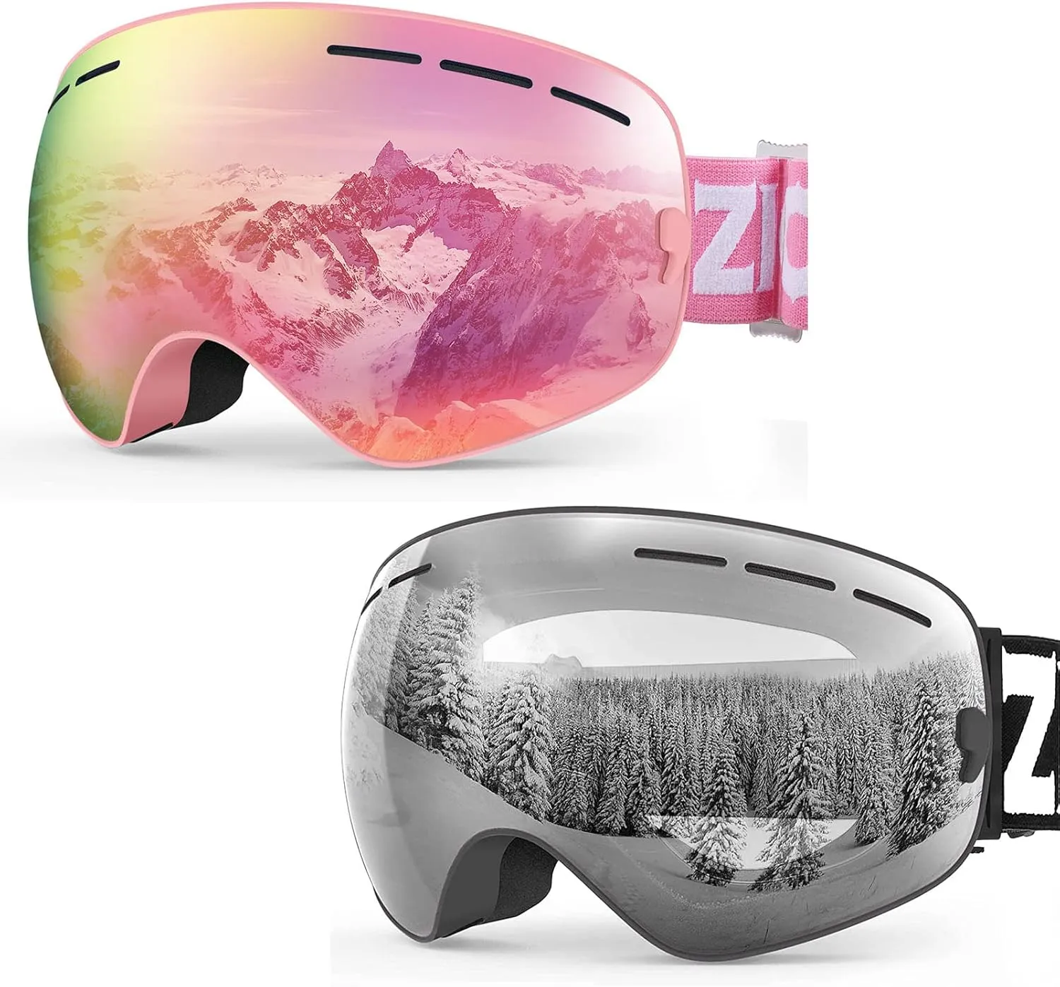 ZIONOR Lagopus Ski Goggles and XMINI Kids Ski Goggles