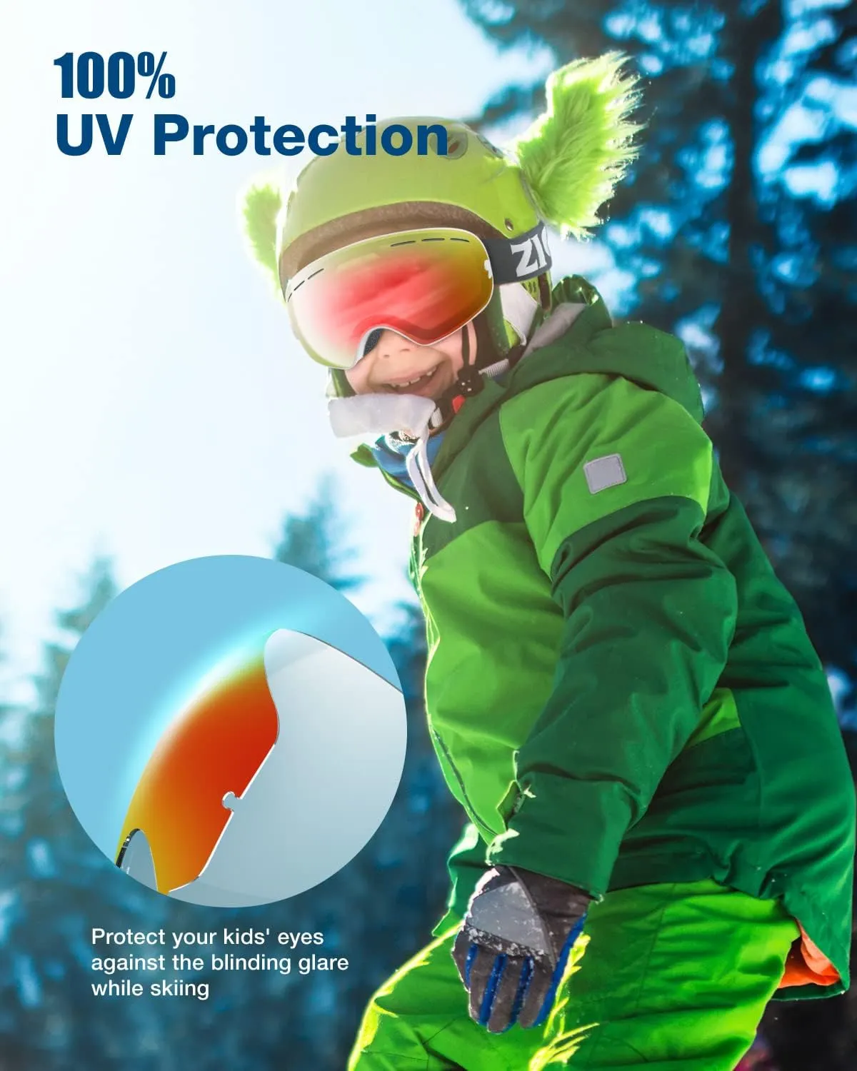 ZIONOR XMINI Kids Ski Goggles - Snowboard Snow Goggles for Boys Girls Youth