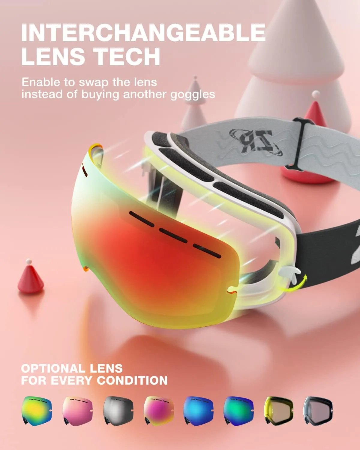 ZIONOR XMINI Kids Ski Goggles - Snowboard Snow Goggles for Boys Girls Youth