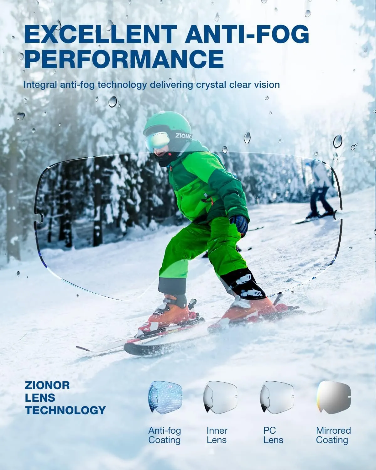 ZIONOR XMINI Kids Ski Goggles - Snowboard Snow Goggles for Boys Girls Youth