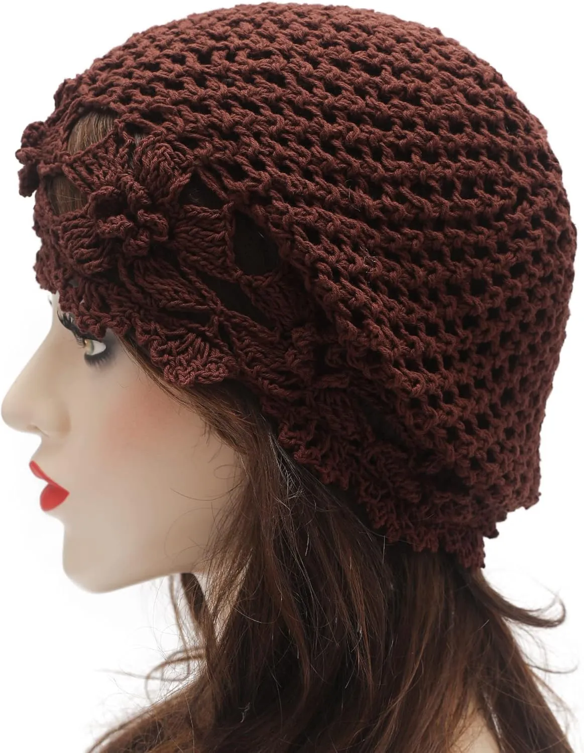 ZLYC Women Cotton Crochet Slouchy Beanie Hat Handmade Knit Summer Skull Cap
