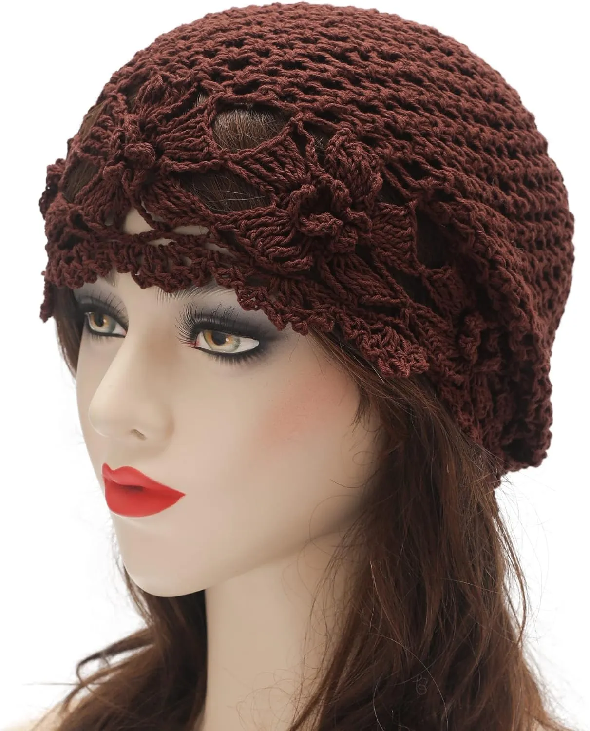 ZLYC Women Cotton Crochet Slouchy Beanie Hat Handmade Knit Summer Skull Cap
