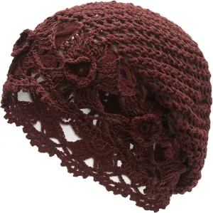 ZLYC Women Cotton Crochet Slouchy Beanie Hat Handmade Knit Summer Skull Cap