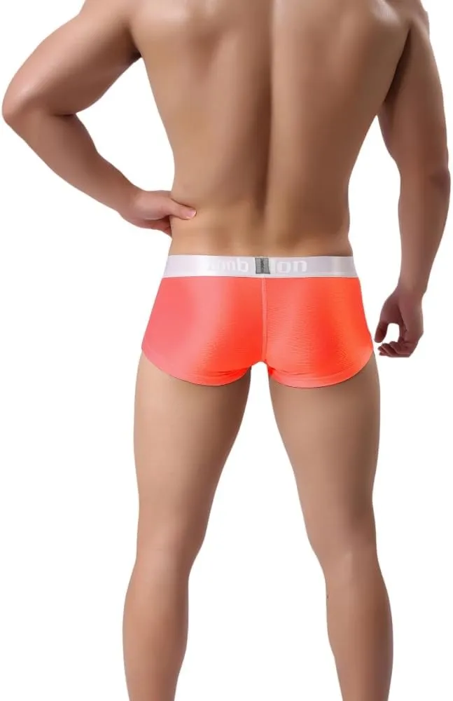 ZONBAILON Mens Sexy Ice Silk Boxer Briefs Underwear Low Rise Bulge Enhancing Pouch Trunks Pack M L XL 2XL 3XL