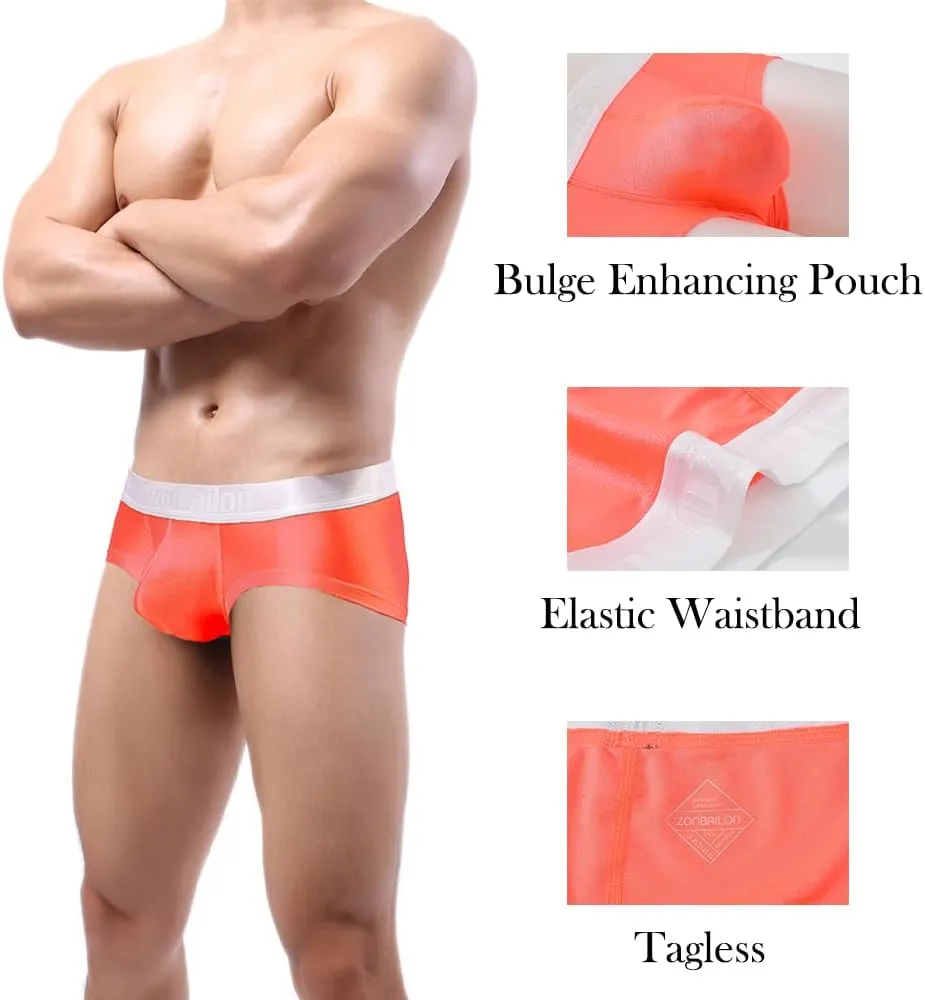 ZONBAILON Mens Sexy Ice Silk Boxer Briefs Underwear Low Rise Bulge Enhancing Pouch Trunks Pack M L XL 2XL 3XL