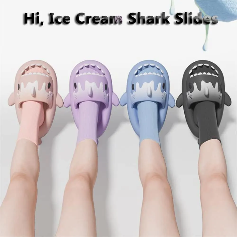 Zureto Ice Cream Shark Slides, Cute Cloud Shark Slides Original, Summer Eva Anti-Slip Casual Shark Sandals