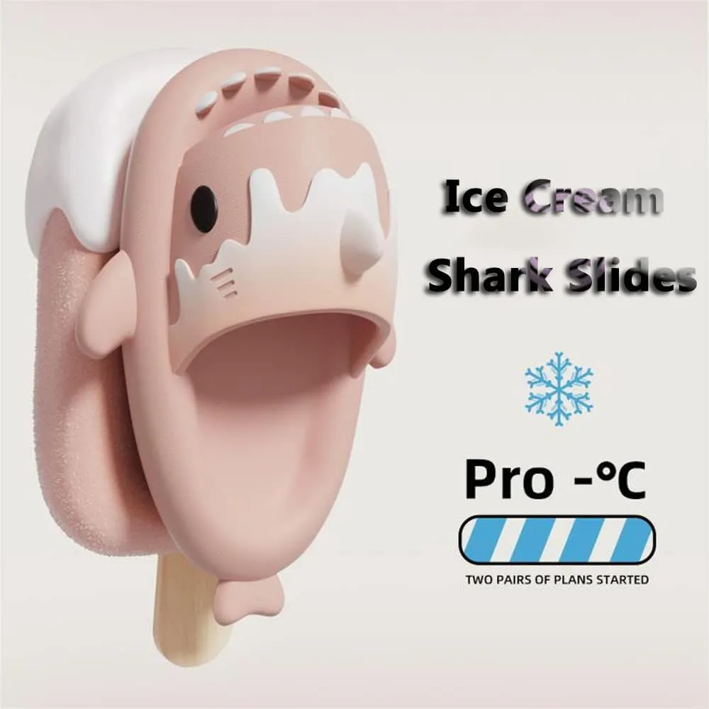 Zureto Ice Cream Shark Slides, Cute Cloud Shark Slides Original, Summer Eva Anti-Slip Casual Shark Sandals